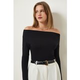  Women's Black Boat Neck Knitted Blouse | Shoptok.si