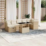 Maison Chic Seti vrtnega pohištva - Vrtna garnitura - Vrtni pohištvo set 8-delna z blazinami bež poli ratan, (21799742) | Shoptok.si