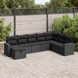  8-dijelni set vrtnih sofa od poliratana s jastucima crni Slike