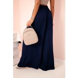 Kesi Włoski Women's wide trousers with elastic waistband navy blue | Shoptok.si