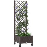  Vrtni saksija s rešetkom i kotačima Smeđa 40 x 40 x 131,5 cm PP | Eponuda.com