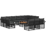 vidaXL Set vanjskih sofa 14 kom. Crna i tamno siva Poliester - Crna i tamno siva sa stolom | shoptok.hr