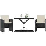  3-dijelni bistro set s jastucima crni od poliratana | shoptok.hr