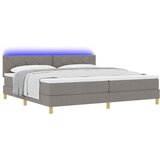  LED Box Spring Krevet Sivo-smeđa 200 x 200 cm tkanina | shoptok.hr