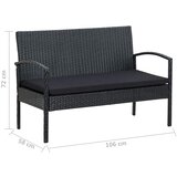  4-dijelna vrtna garnitura od poliratana s jastucima crna | shoptok.hr