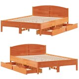 vidaXL Okvir kreveta bez madraca voštano smeđi 135x190 cm od borovine | shoptok.hr
