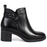 Shelvt Women's black ankle boots on a heel with a decorative zipper and buckle | shoptok.hr