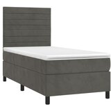  Box spring postelja z vzmetnico LED temno siva 90x200 cm žamet | Shoptok.si
