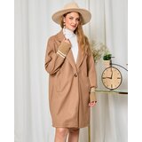 Resti Women's knee-length coat jacket in light brown | Shoptok.si