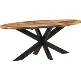  Blagovaonski stol ovalni 200x100x75 cm masivno obnovljeno drvo | shoptok.hr