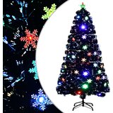 vidaXL Novoletna jelka z LED snežinkami črna 120 cm optična vlakna | Shoptok.si