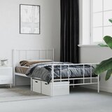 Metalni okvir kreveta uzglavlje i podnožje bijeli 107x203 cm | shoptok.hr