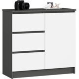 AKORD Jerry Komoda, 1 Vrata In 3 Predali, Grafitno Siva/Bela, (5000332247) | Shoptok.si
