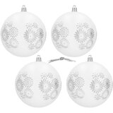  Set Božićnih kuglica bijele i srebrne boje, 10 cm - 4 komada | shoptok.hr