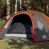 vidaXL Šotor za kampiranje 4 osebe siv oranžen 300x250x132cm 185T taft Cene