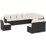  10-dijelni set vrtnih sofa s jastucima crni od poliratana Crna 65.5 x 62 x 69 cm | shoptok.hr