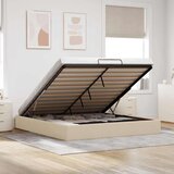 vidaXL Otomanski posteljni okvir brez vzmetnice krem 200x200 cm blago, (21670792) | Shoptok.si