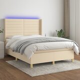 The Living Store Box spring postelja z vzmetnico LED krem 140x200 cm blago - Box Spring Postelja, (21517368) Cene