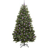vidaXL Umestno božično drevo z LED lučmi Zelena 210 cm PVC in kovina | Shoptok.si