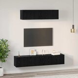  Set TV komoda 4 kom. Crni hrast Konstruirano drvo Crna 80 x 30 x 30,5 cm | shoptok.hr