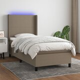  Krevet box spring s madracem LED smeđesivi 80 x 200 cm tkanina Slike