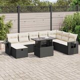  9-dijelni set vrtnih sofa s jastucima crni od poliratana Cijene