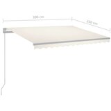  Tenda na ručno uvlačenje s LED svjetlima 300 x 250 cm krem | shoptok.hr