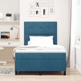 Box Spring postelja z vzmetnico, temno modra, majhna dvojna, v žametu, (22052017) | Shoptok.si