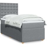 vidaXL Box spring postelja z vzmetnico svetlo siva 90x200 cm blago | Shoptok.si