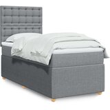 vidaXL Okvir kreveta s oprugama i madrac svjetlosivi 90x200cm tkanina | shoptok.hr