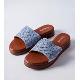 Gemre Blue Lattice Slides with Rhinestones Irvine | Shoptok.si