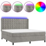 The Living Store Box spring postelja z vzmetnico LED svetlo siva 160x200cm žamet - Box Spring Postelja, (21492306) | Shoptok.si