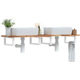  Zidna polica za umivaonik od čelika i masivnog bagremovog drva Smeđa 140 x 40 x 2 cm Cijene