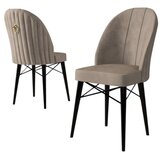 Hanah home set trpezarijskih stolica Ritim 2 kom, kapućino tkanina Babyface, crne drvene noge | Eponuda.com