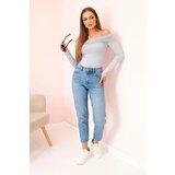 Kesi Włoski Women's long-sleeved bodysuit blouse with bare shoulders grey | shoptok.hr