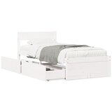 vidaXL Posteljni okvir s predali bel 90x190 cm trdna borovina Cene