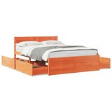 vidaXL Posteljni okvir s predali voščeno rjav 120x200 cm borovina | Shoptok.si