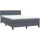 vidaXL Box Spring postelja z vzmetnico Temno siva 140x220 cm Velvet | Shoptok.si
