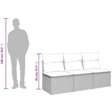  Vrtna sofa s jastucima za 3 osobe, crna, poliratan | shoptok.hr