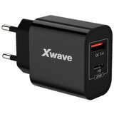 X Wave H20AC 20w USB brzi ZIDNI punjac za mobilne,tablete,dual A+C,PD,Crni