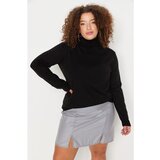 Trendyol Curve Black Turtleneck Button Detailed Thin Knitwear Sweater Cene