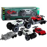  Set za igru sa bijelim terenskim vozilom i prikolicom s crvenim sportskim autom | shoptok.hr