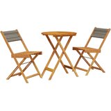  3-dijelni bistro set od polipropilen i masivnog drva sivi | shoptok.hr