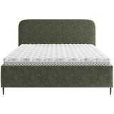 MID.YOU OBLAZINJENA POSTELJA 140 cm x 200 cm , les, tekstil, leseni material temno zelena | Shoptok.si