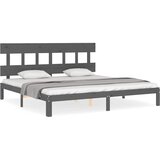  Okvir za krevet s uzglavljem sivi 200 x 200 cm od masivnog drva | shoptok.hr