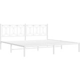 vidaXL Kovinski posteljni okvir z vzglavjem bel 193x203 cm, (21251431) | Shoptok.si