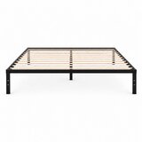  Metalni krevet 135x190 cm s letvičastom podnicom, minimalistički crni okvir, ModernHome Slike