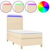  Krevet box spring s madracem LED krem 90x190 cm od tkanine | shoptok.hr