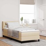  Krevet s opruga kutije s uzglavljem Krema 200 x 100 cm tkanina | shoptok.hr
