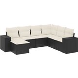 Maison Chic Seti vrtnega pohištva - Vrtna garnitura - Vrtni pohištvo set 7-delna z blazinami črn poli ratan, (21802088) | Shoptok.si
